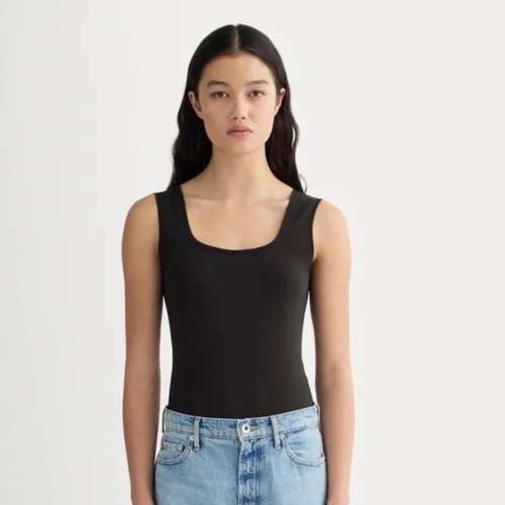 Everlane Square Neck Bodysuit Core Black Size Large New With Tags‎